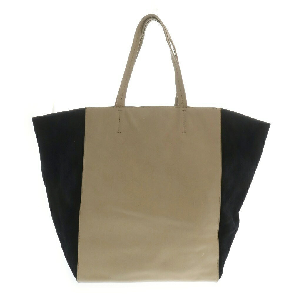 CELINE Cabas Phantom Bicolor Leather Handbag Cream